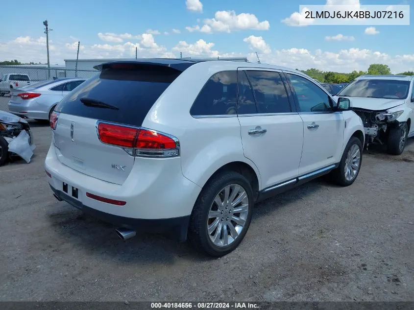 2011 Lincoln Mkx VIN: 2LMDJ6JK4BBJ07216 Lot: 40184656