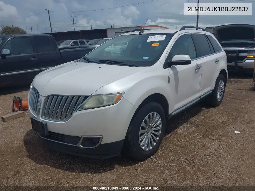 2011 Lincoln Mkx VIN: 2LMDJ6JK1BBJ22837 Lot: 40218049