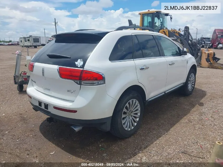 2011 Lincoln Mkx VIN: 2LMDJ6JK1BBJ22837 Lot: 40218049