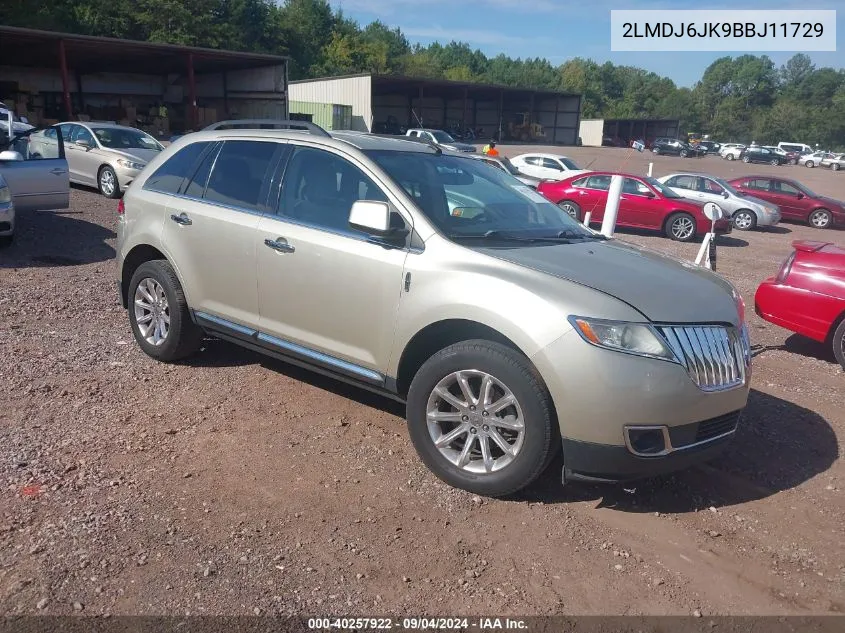 2011 Lincoln Mkx VIN: 2LMDJ6JK9BBJ11729 Lot: 40257922