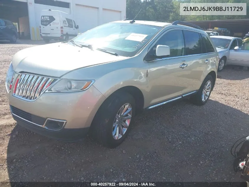 2011 Lincoln Mkx VIN: 2LMDJ6JK9BBJ11729 Lot: 40257922