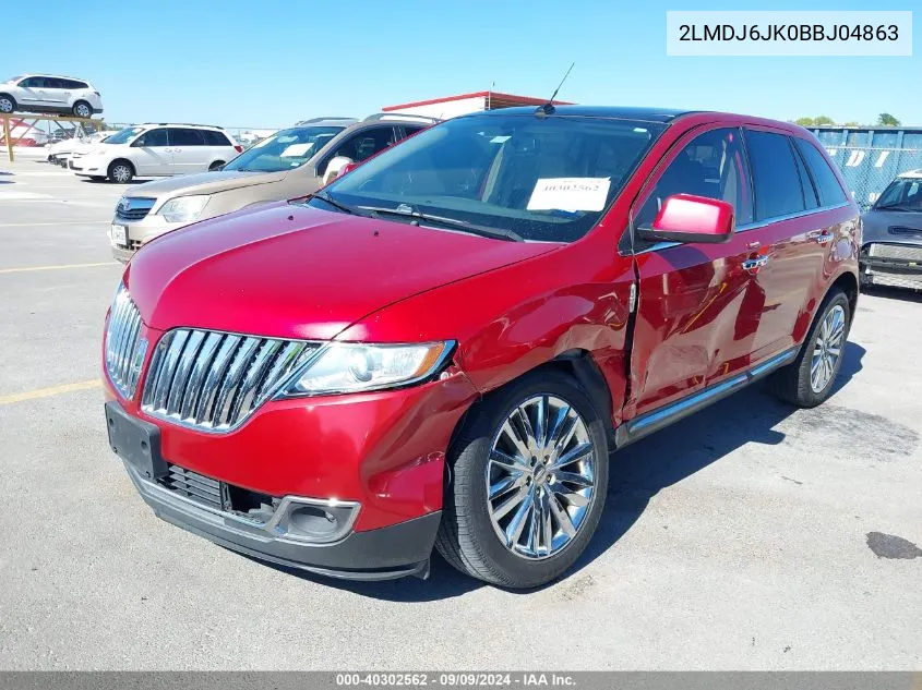 2011 Lincoln Mkx VIN: 2LMDJ6JK0BBJ04863 Lot: 40302562