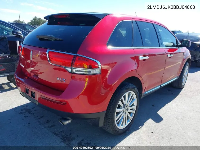 2011 Lincoln Mkx VIN: 2LMDJ6JK0BBJ04863 Lot: 40302562