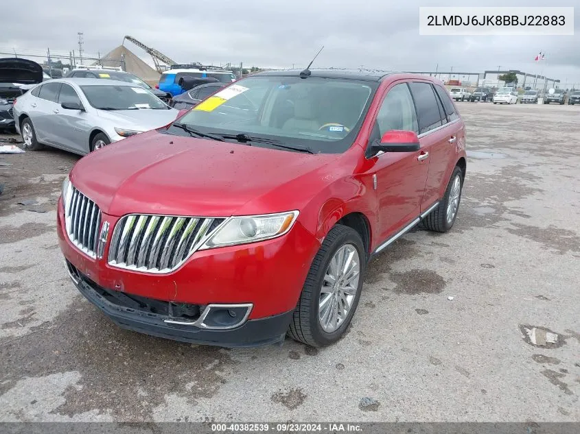 2011 Lincoln Mkx VIN: 2LMDJ6JK8BBJ22883 Lot: 40382539