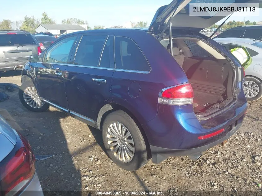 2011 Lincoln Mkx VIN: 2LMDJ8JK9BBJ31118 Lot: 40493369