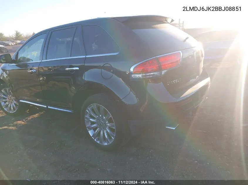 2011 Lincoln Mkx VIN: 2LMDJ6JK2BBJ08851 Lot: 40816063