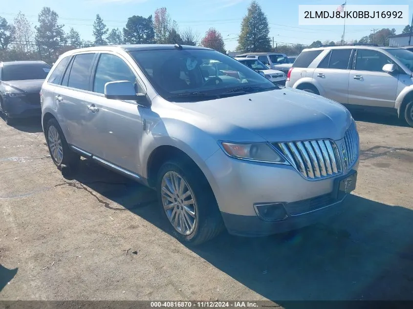 2011 Lincoln Mkx VIN: 2LMDJ8JK0BBJ16992 Lot: 40816870