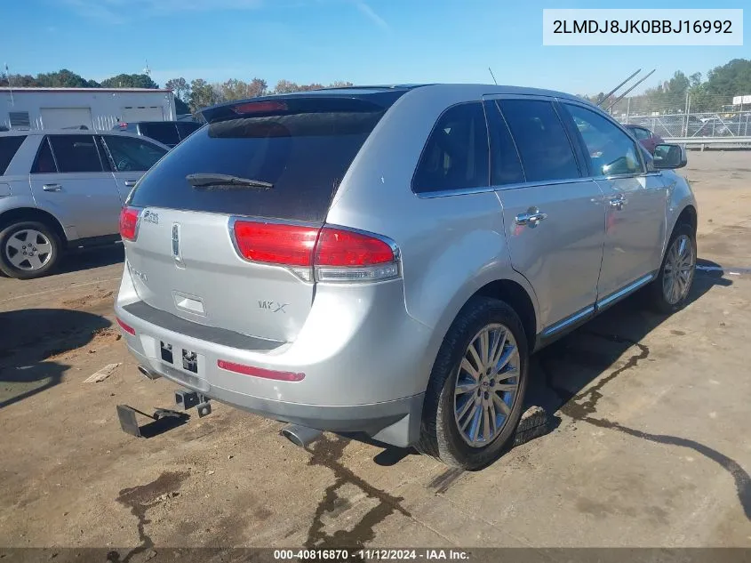 2011 Lincoln Mkx VIN: 2LMDJ8JK0BBJ16992 Lot: 40816870