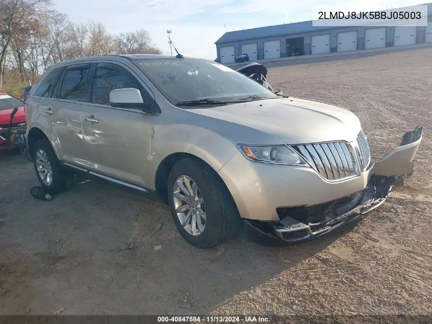 2011 Lincoln Mkx VIN: 2LMDJ8JK5BBJ05003 Lot: 40847584