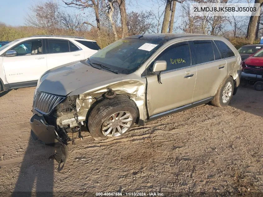 2011 Lincoln Mkx VIN: 2LMDJ8JK5BBJ05003 Lot: 40847584