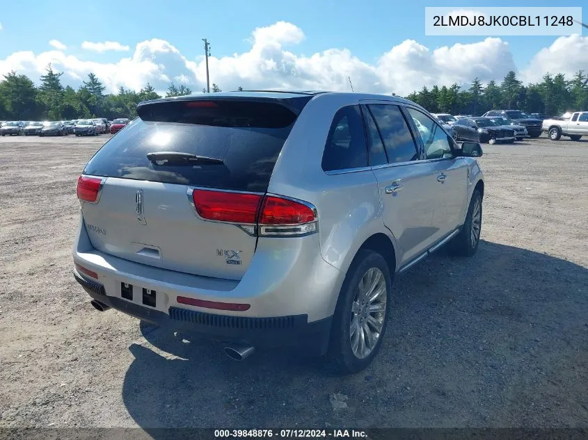 2012 Lincoln Mkx VIN: 2LMDJ8JK0CBL11248 Lot: 39848876