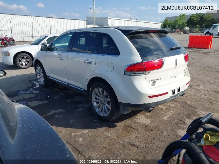 2012 Lincoln Mkx VIN: 2LMDJ8JK0CBL07412 Lot: 40366825