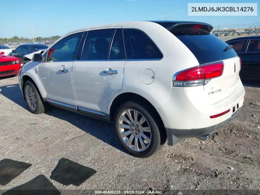 2012 Lincoln Mkx VIN: 2LMDJ6JK3CBL14276 Lot: 40400225