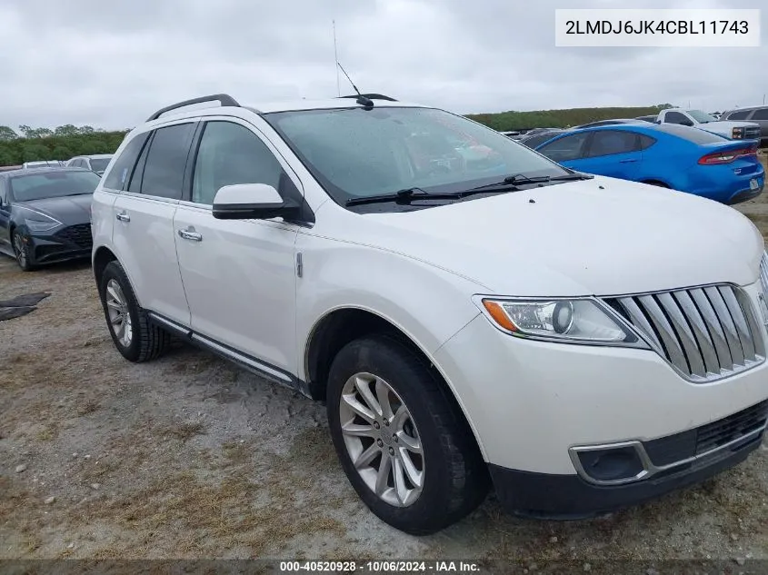 2012 Lincoln Mkx VIN: 2LMDJ6JK4CBL11743 Lot: 40520928