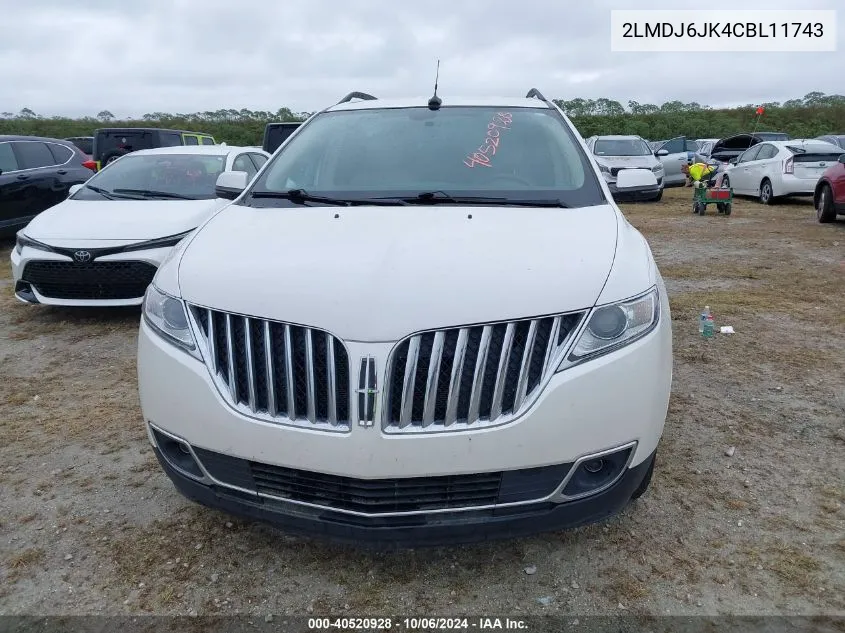 2012 Lincoln Mkx VIN: 2LMDJ6JK4CBL11743 Lot: 40520928