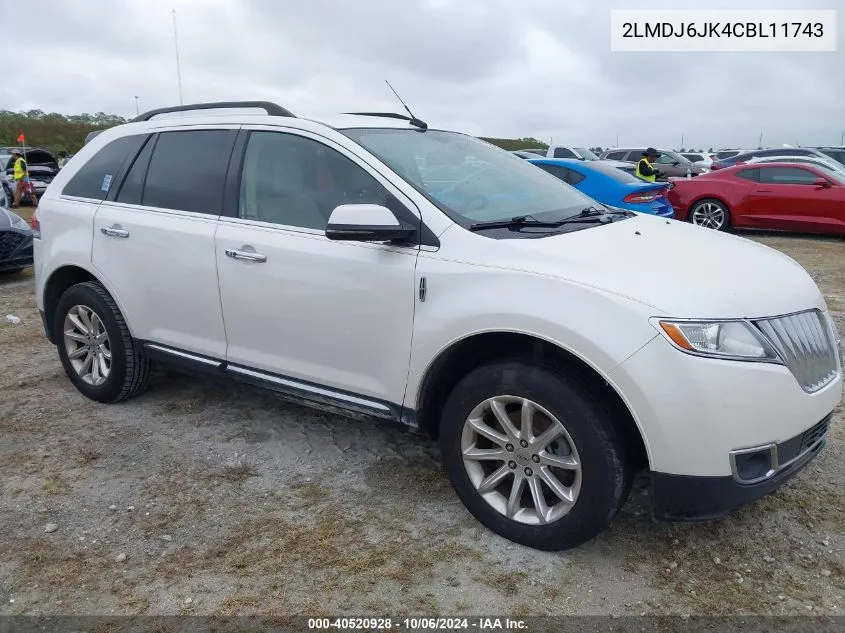 2012 Lincoln Mkx VIN: 2LMDJ6JK4CBL11743 Lot: 40520928