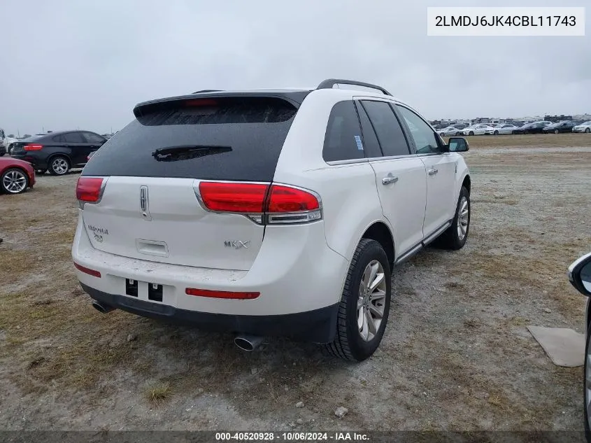 2012 Lincoln Mkx VIN: 2LMDJ6JK4CBL11743 Lot: 40520928