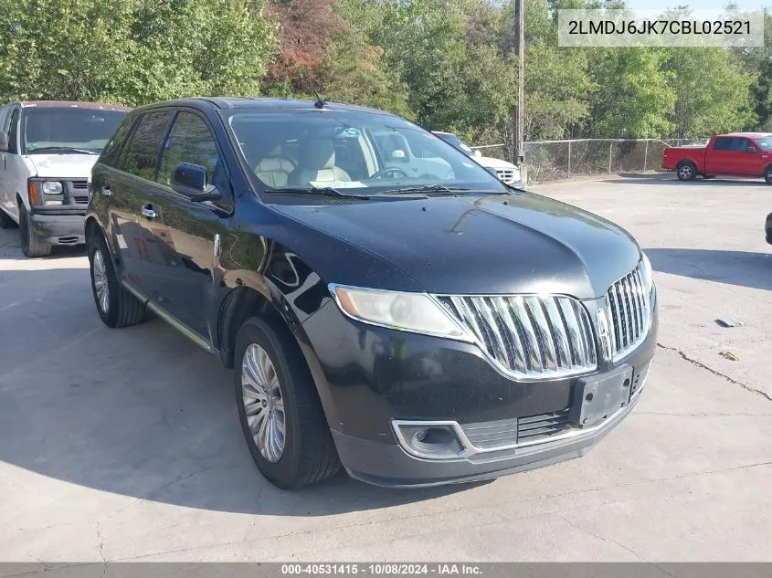 2012 Lincoln Mkx VIN: 2LMDJ6JK7CBL02521 Lot: 40531415