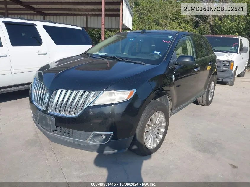 2012 Lincoln Mkx VIN: 2LMDJ6JK7CBL02521 Lot: 40531415