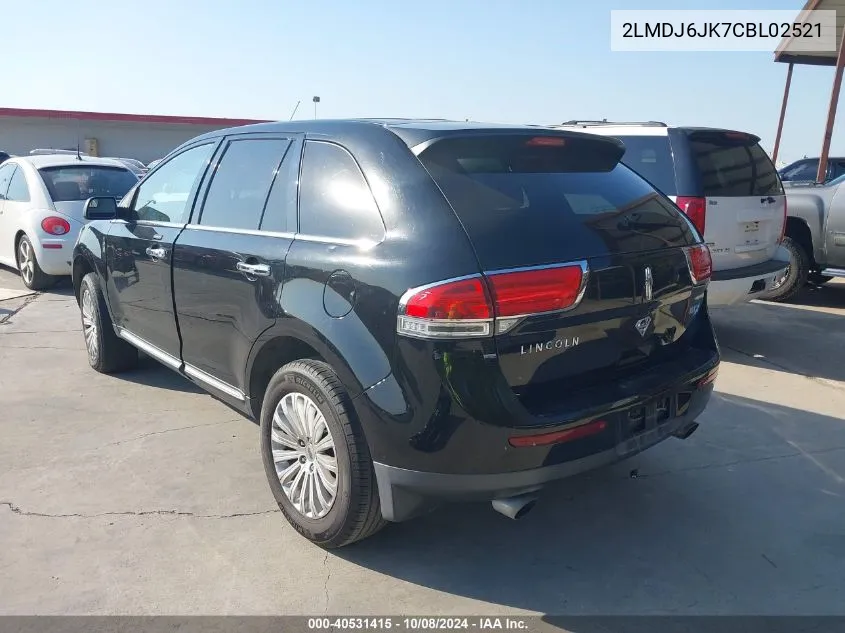 2012 Lincoln Mkx VIN: 2LMDJ6JK7CBL02521 Lot: 40531415