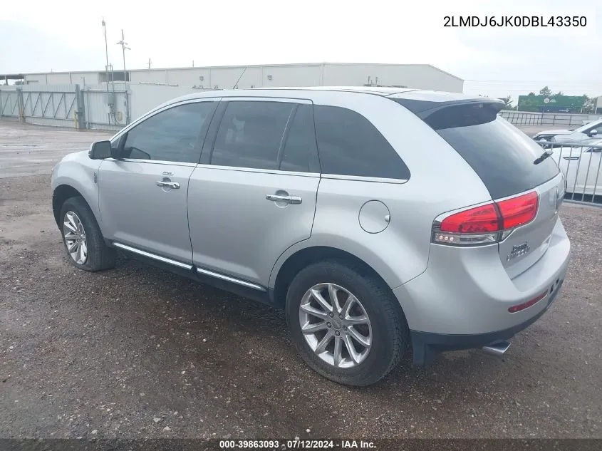 2013 Lincoln Mkx VIN: 2LMDJ6JK0DBL43350 Lot: 39863093