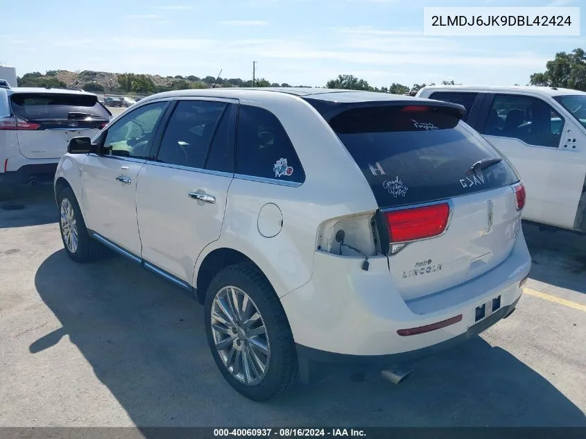 2013 Lincoln Mkx VIN: 2LMDJ6JK9DBL42424 Lot: 40060937