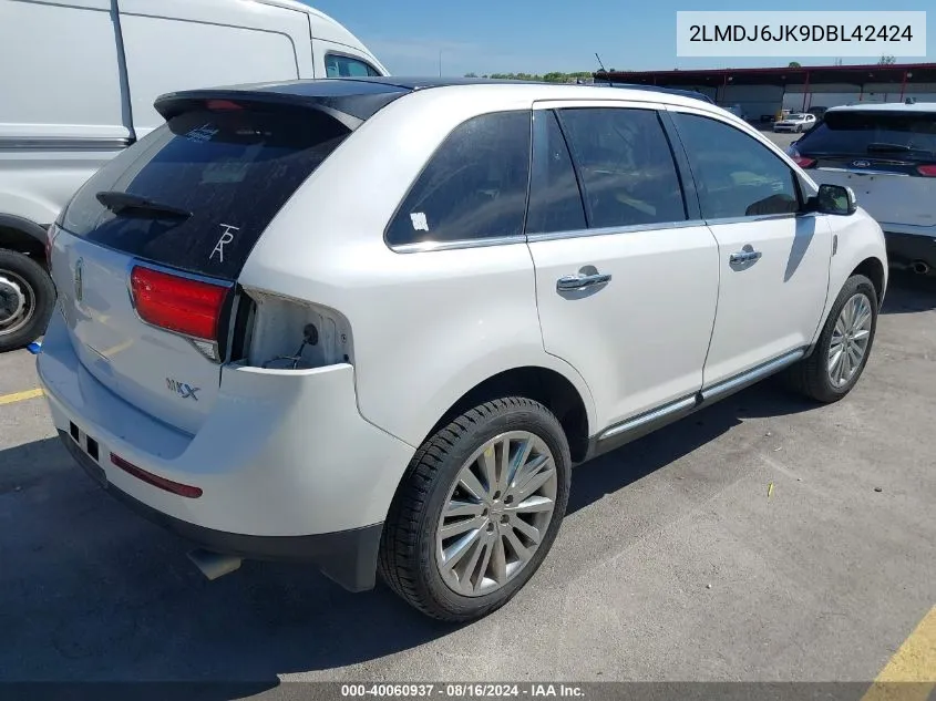 2013 Lincoln Mkx VIN: 2LMDJ6JK9DBL42424 Lot: 40060937