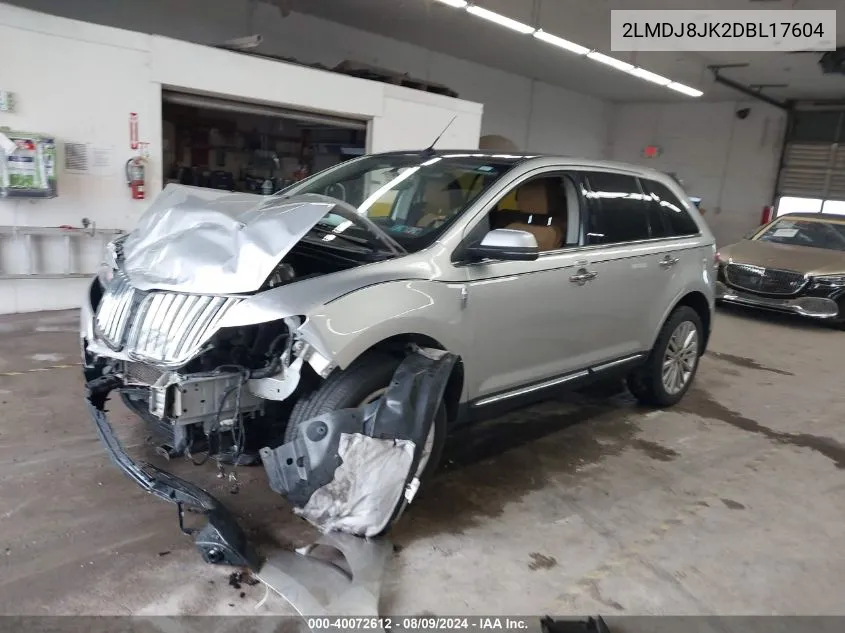 2013 Lincoln Mkx VIN: 2LMDJ8JK2DBL17604 Lot: 40072612