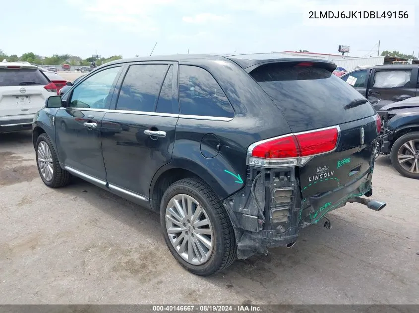 2013 Lincoln Mkx VIN: 2LMDJ6JK1DBL49156 Lot: 40146667