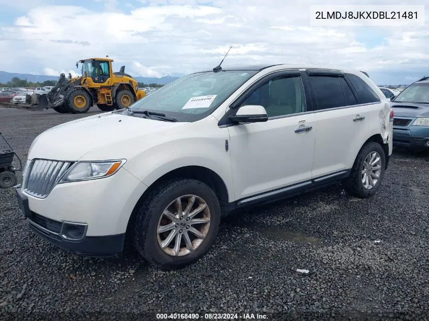 2013 Lincoln Mkx VIN: 2LMDJ8JKXDBL21481 Lot: 40168490