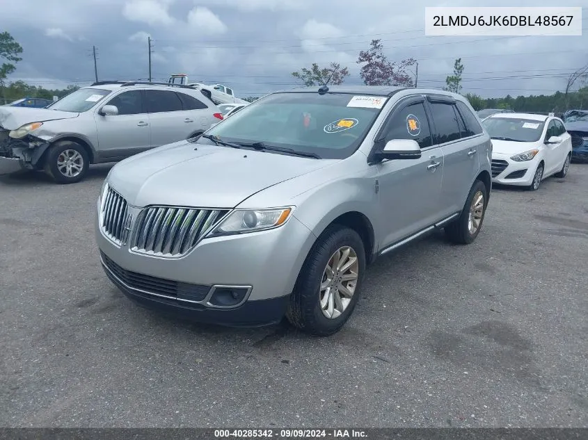 2013 Lincoln Mkx VIN: 2LMDJ6JK6DBL48567 Lot: 40285342