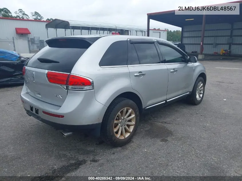 2013 Lincoln Mkx VIN: 2LMDJ6JK6DBL48567 Lot: 40285342