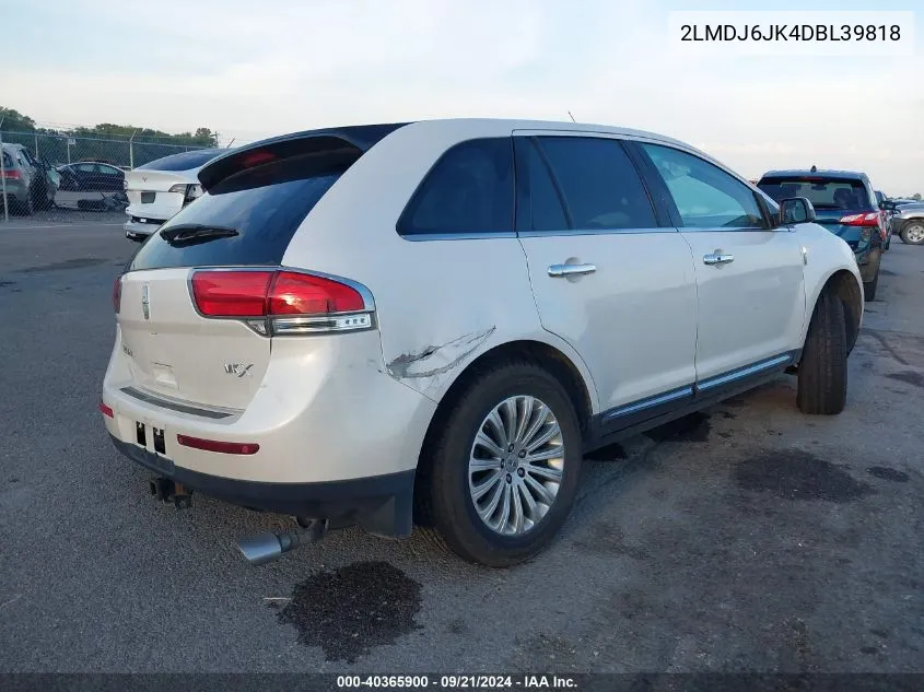 2013 Lincoln Mkx VIN: 2LMDJ6JK4DBL39818 Lot: 40365900