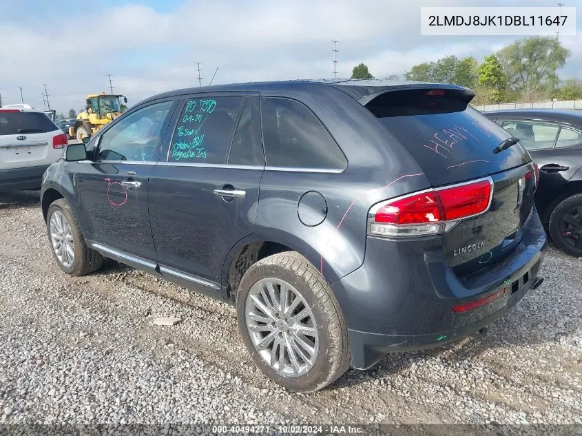 2013 Lincoln Mkx VIN: 2LMDJ8JK1DBL11647 Lot: 40494271