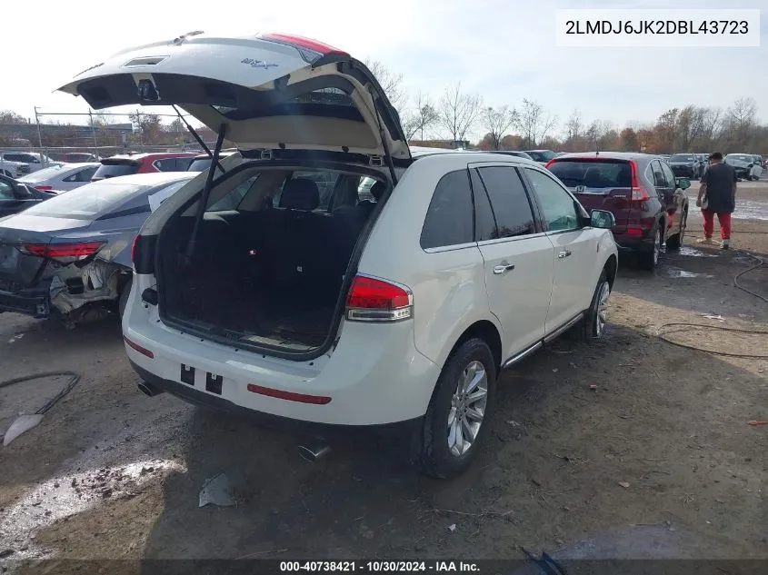 2013 Lincoln Mkx VIN: 2LMDJ6JK2DBL43723 Lot: 40738421