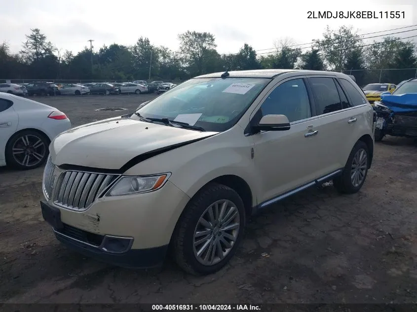 2014 Lincoln Mkx VIN: 2LMDJ8JK8EBL11551 Lot: 40516931