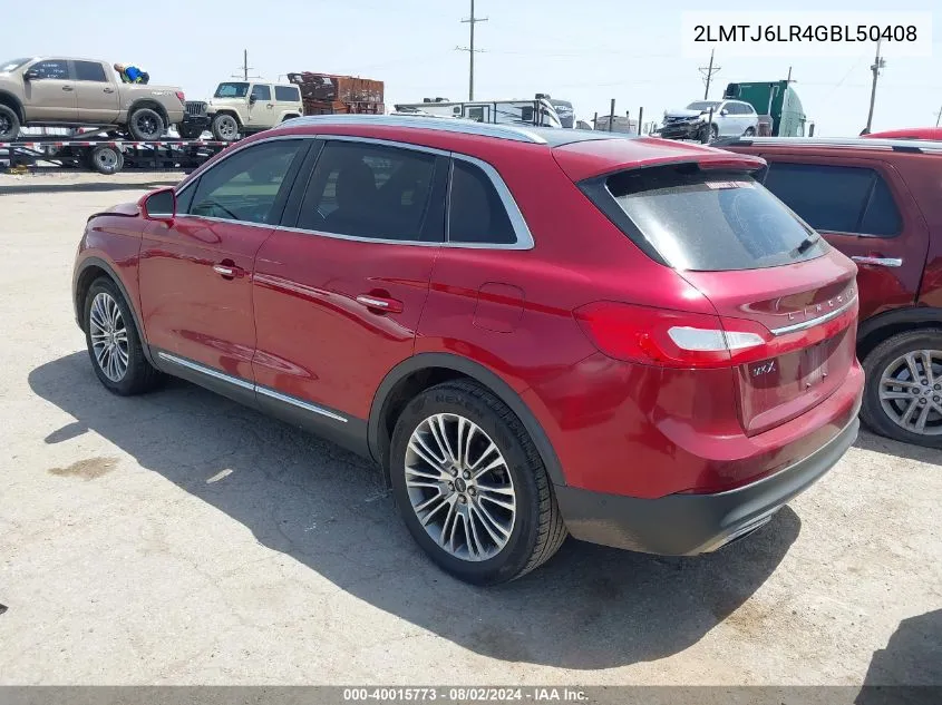 2LMTJ6LR4GBL50408 2016 Lincoln Mkx Reserve