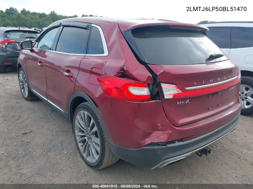 2016 Lincoln Mkx Reserve VIN: 2LMTJ6LP5GBL51470 Lot: 40041915