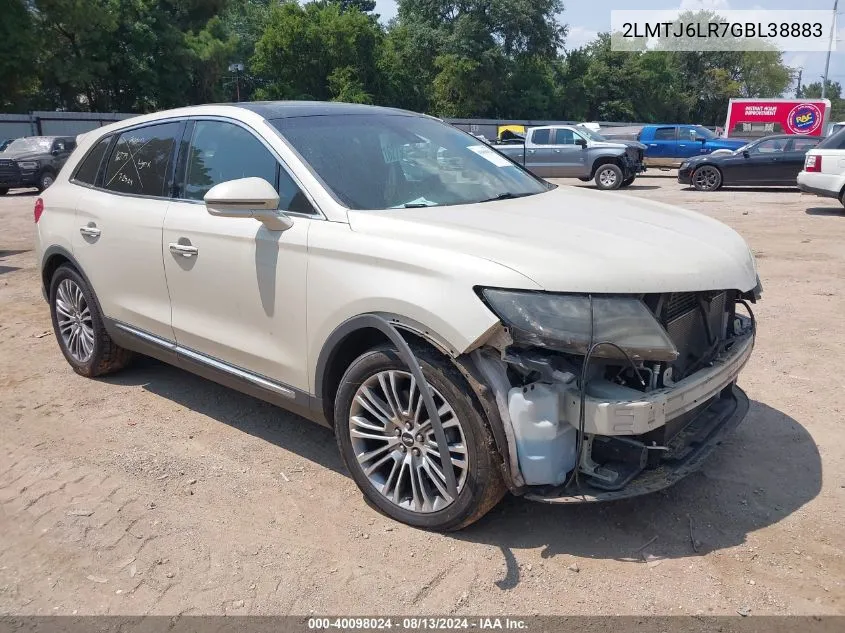 2LMTJ6LR7GBL38883 2016 Lincoln Mkx Reserve