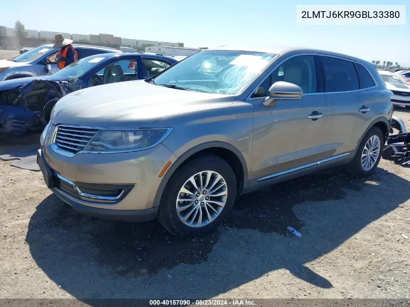 2016 Lincoln Mkx Select VIN: 2LMTJ6KR9GBL33380 Lot: 40157090