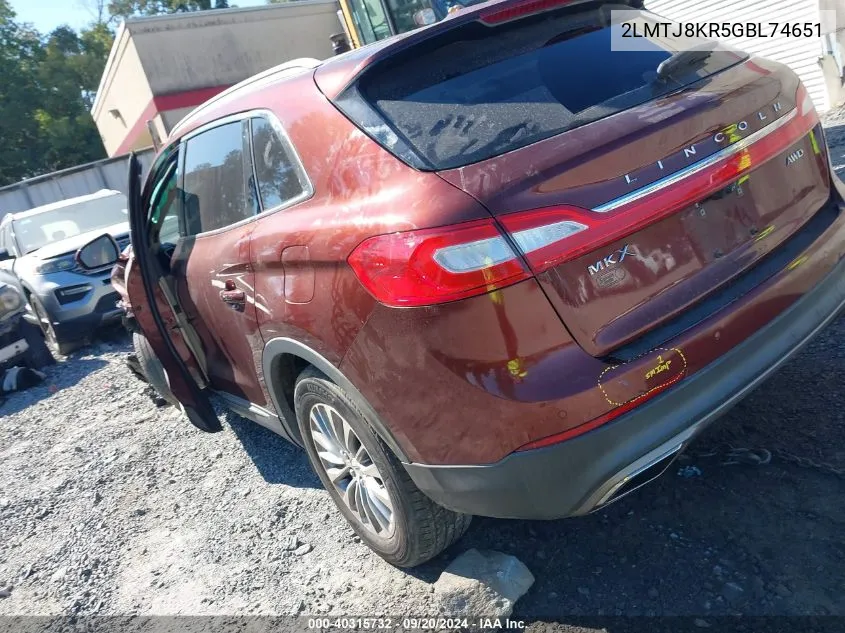 2LMTJ8KR5GBL74651 2016 Lincoln Mkx Select