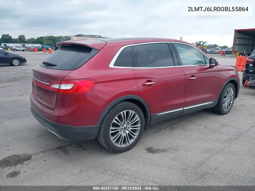 2016 Lincoln Mkx Reserve VIN: 2LMTJ6LR0GBL55864 Lot: 40331130