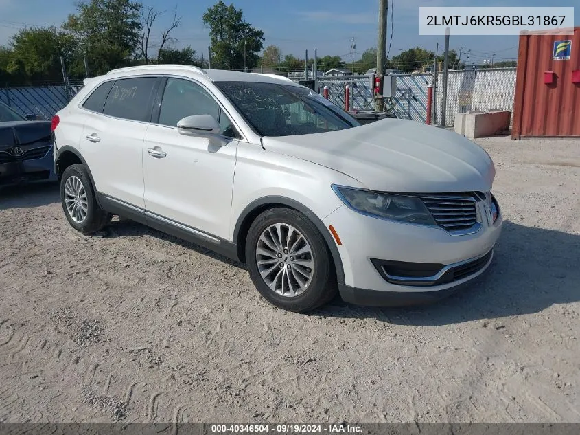 2LMTJ6KR5GBL31867 2016 Lincoln Mkx Select