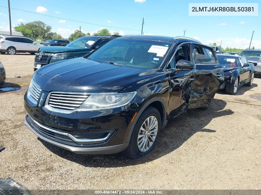 2LMTJ6KR8GBL50381 2016 Lincoln Mkx Select