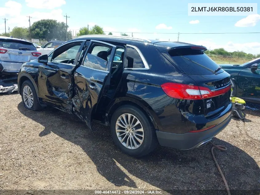 2LMTJ6KR8GBL50381 2016 Lincoln Mkx Select