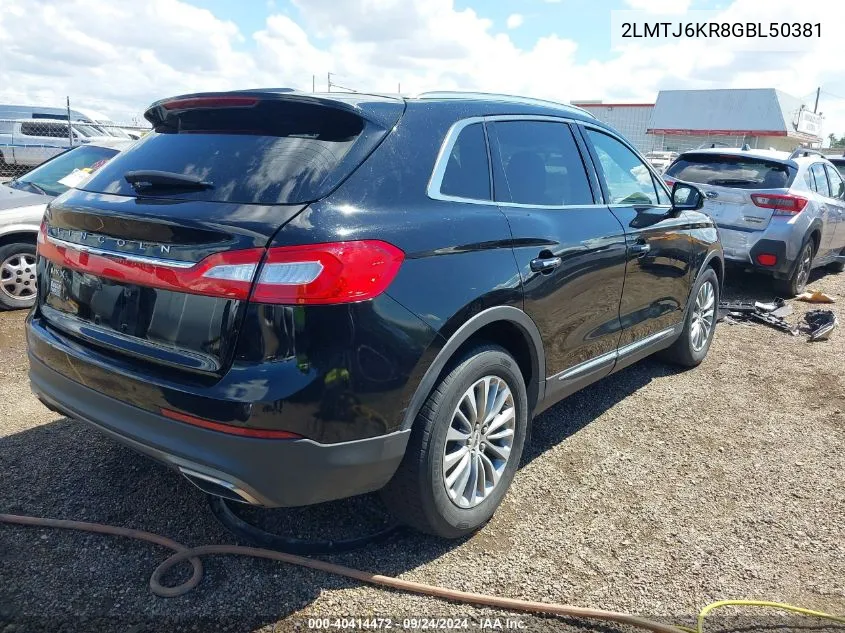 2LMTJ6KR8GBL50381 2016 Lincoln Mkx Select