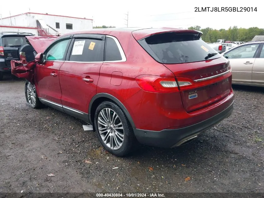 2016 Lincoln Mkx Reserve VIN: 2LMTJ8LR5GBL29014 Lot: 40430804