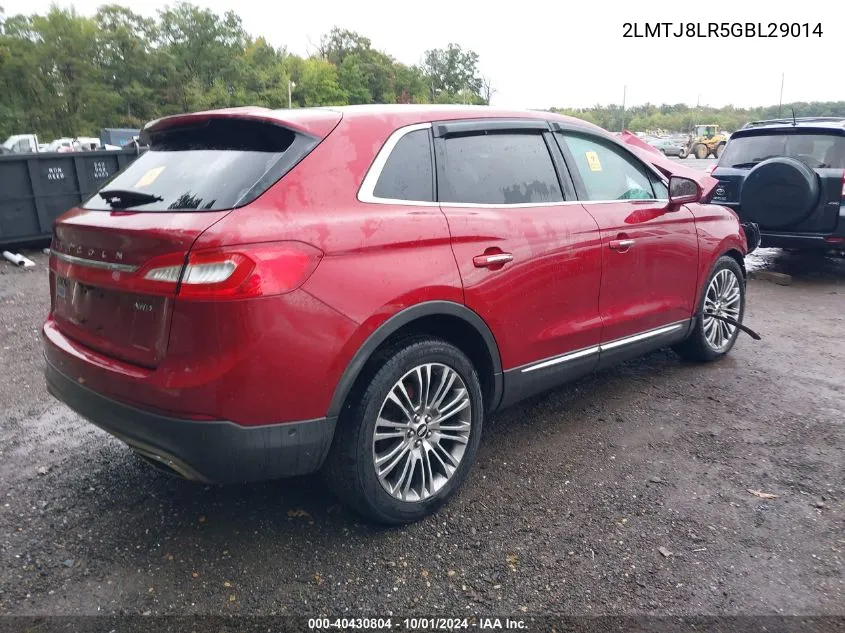 2016 Lincoln Mkx Reserve VIN: 2LMTJ8LR5GBL29014 Lot: 40430804