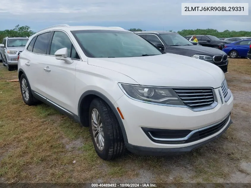 2016 Lincoln Mkx Select VIN: 2LMTJ6KR9GBL29331 Lot: 40489492