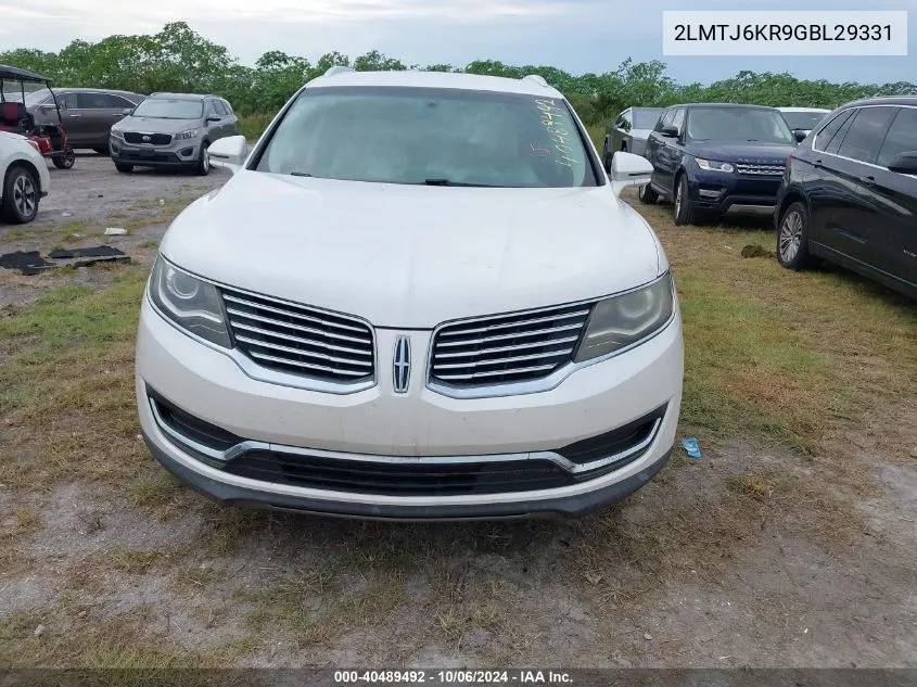 2016 Lincoln Mkx Select VIN: 2LMTJ6KR9GBL29331 Lot: 40489492